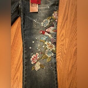 Y2K Vintage Z Co Womens Studded Embroidered Distressed Boot Cut Jeans NWT Sz 9